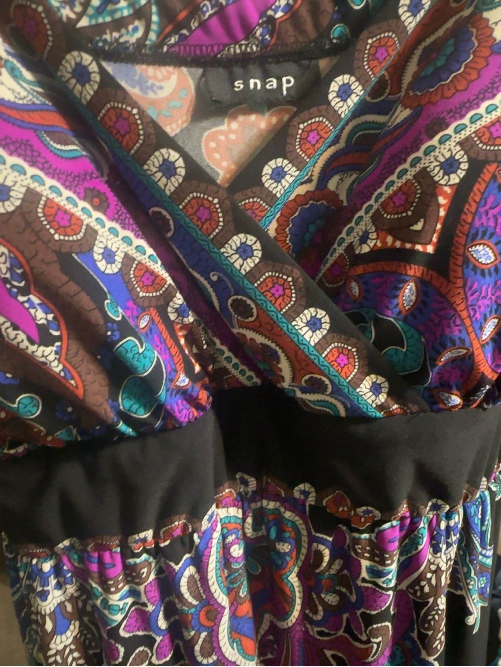 Snap Y2K Boho Paisley Empire Waist Maxi Dress Festival Vacation Large - Picture 6 of 6
